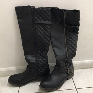 Steve Madden Black Quilted Riding Boots